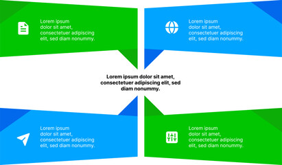 Blue and green infographics with four segment design