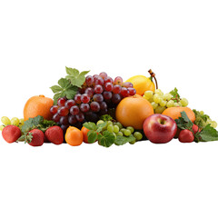 Assorted Fresh Fruits on White Background