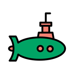 Ship Small Submarine Filled Outline Icon