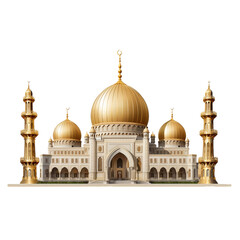 Fototapeta na wymiar Majestic White and Gold Building With Domes