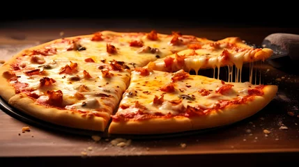 Foto op Plexiglas Italian pizza, a juicy slice of pizza © Derby