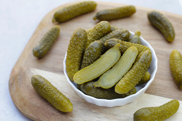 Tasty pickled cucumbers. Fermented vegetables