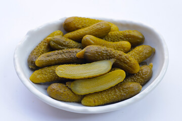 Tasty pickled cucumbers. Fermented vegetables