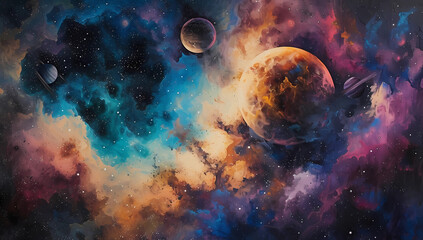 Obraz na płótnie Canvas planets in space galaxy