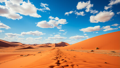 Fototapeta na wymiar Majestic African landscape arid, remote, tranquil, with rippled sand dunes generated by AI