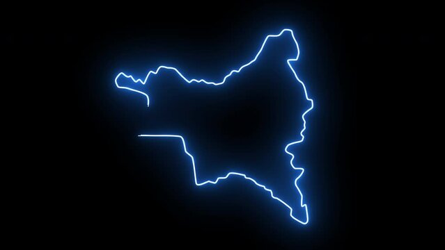 Saint-Denis map in france with glowing neon effect