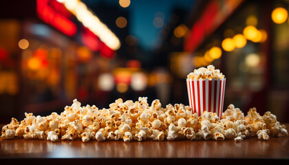 Snack on gourmet refreshments, enjoy movie theater fun generated by AI