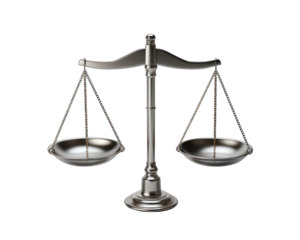 silver balance scale isolated on white