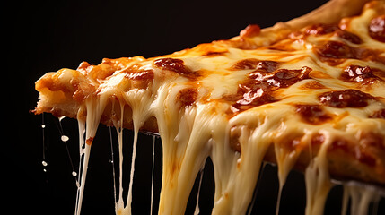 Fresh pizza slices with cheese
