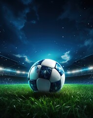 soccer ball on the grass at night