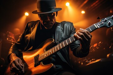 Bass Groove: The bassist grooving to the rhythm