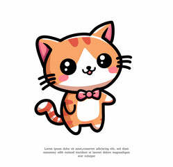 ute Cat Standing Cartoon Vector Illustration. Isolated Premium Vector