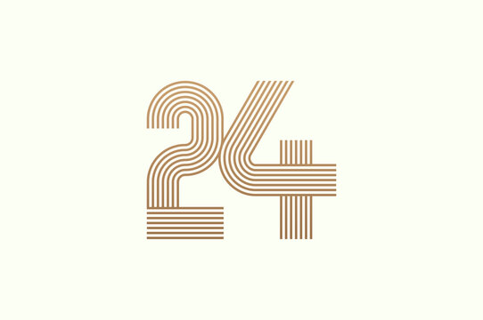 Number 24 Logo. Monogram Number 24 logo multi line style. usable for business logos and anniversary. flat design logo template. vector illustration	