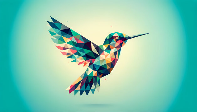 A 'Geometrica' style image featuring a hummingbird