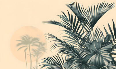 minimalist monochromatic hawaiian plant design,Generative AI  - obrazy, fototapety, plakaty