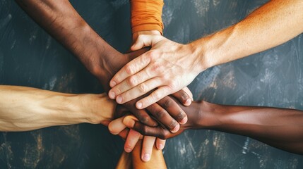 People of all colors holding hands, inclusive business mindset values dignity and respect for all individuals