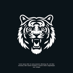 white tiger head silhouette vector icon illustration