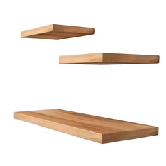 Wooden Floating shelves PNG Cutout, Generative AI