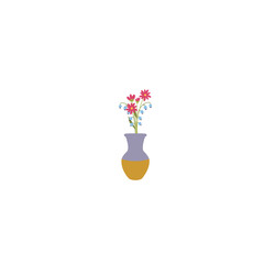 vector pot with beautiful flowers flower