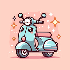 Cute Scooter Bike Vector Illustration, a cartoon character on a scooter.