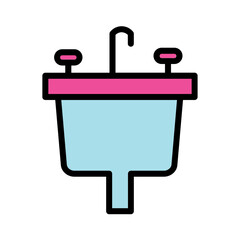 Sink Toilet Wash Filled Outline Icon