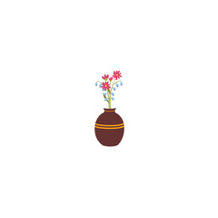 vector pot with beautiful flowers flower