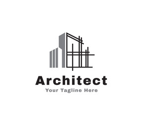 line art draw architect construction building logo icon symbol design template illustration inspiration
