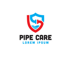 pipe secure plumbing logo icon symbol design template illustration inspiration