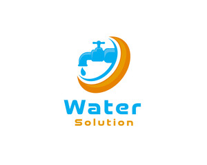 faucet water plumbing solution logo icon symbol design template illustration inspiration