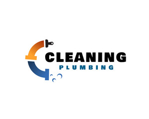 C initial cleaner brush plumbing logo icon symbol design template illustration inspiration