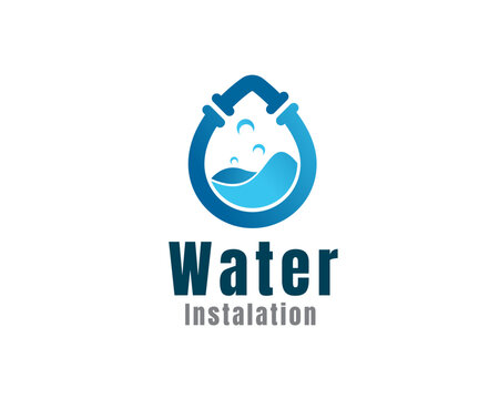 water drop pipe plumbing installation logo icon symbol design template illustration inspiration