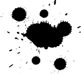 black ink painting spalsh splatter on white background