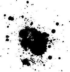 black watercolor painting splash splatter on white background