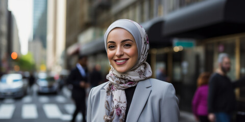 Fototapeta premium a Muslim woman wearing her hijab, generative AI