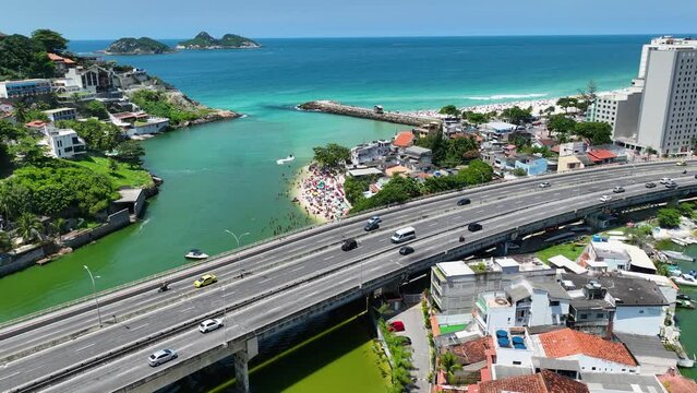 Pepe Beach At Barra Da Tijuca Rio De Janeiro Brazil. Highway Curves. Holiday Landscape Idyllic Beauty. Holiday Seaside Idyllic Turquoise Coast. Holiday Beauty Sunny Day Natural.
