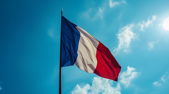 waving colorful flag of france