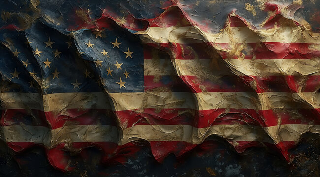 American Flag Painting with Abstract Texture