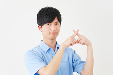 駄目出しする男性　白背景