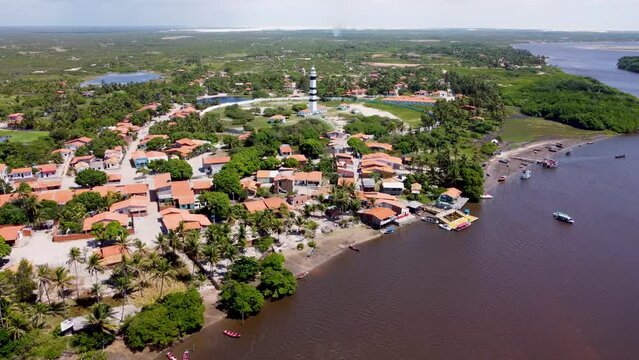 Mandacaru Village At Lencois Maranhenses Maranhao Brazil. Aerial Beach Beaches. Landscape Clouds Sky Waterfall Waterfalls. Landscape Outdoors Waterfall Mountain Panorama.