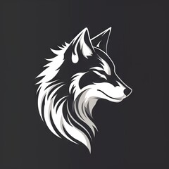 Obraz premium Elegant White Wolf Illustration on Dark Background A Detailed Artwork Capturing the Majestic and Mysterious Nature of Wolves