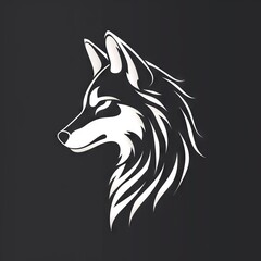 Naklejka premium Elegant White Wolf Illustration on Dark Background A Detailed Artwork Capturing the Majestic and Mysterious Nature of Wolves