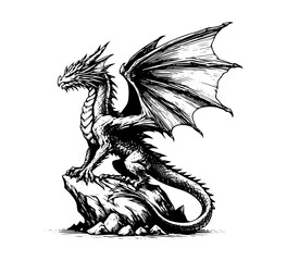 Wyvren Dragon Hand Drawn vector illustration