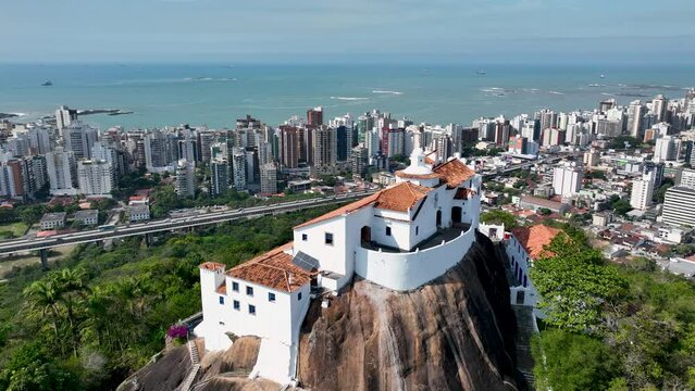 Penha Convent At Vitoria Espirito Santo Brazil. Public Space City Tourism. Town Sky Backgrounds Urban. Town Outdoor Backgrounds Downtown Up Above. Town Urban City Landmark. Vitoria Espirito Santo.
