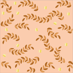 pattern with autumn leaves, pink and yellow color