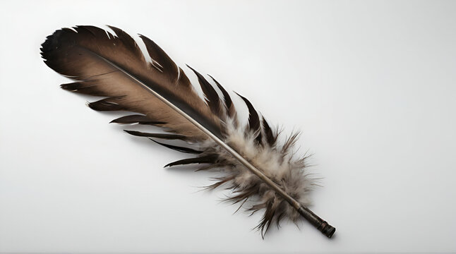 Beautiful Eagle feather isolated on white background
.ai generative