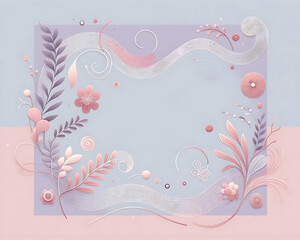 Pastel Floral Frame with Elegant Swirls