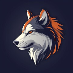 Naklejka premium Majestic Illustrated Wolf Portrait A Detailed and Colorful Artwork of a Wolf with Intense, Piercing Eyes on a Dark Background