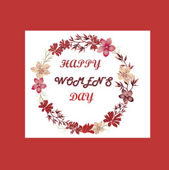 Fototapeta na wymiar Happy Women's Day Benner With White and Red Color