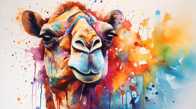 abstract background, watercolor camel abstract animal