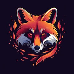 Obraz premium Mystical Fox A Vibrant and Artistic Illustration of a Fox Surrounded by Fiery, Abstract Flames on a Dark Background